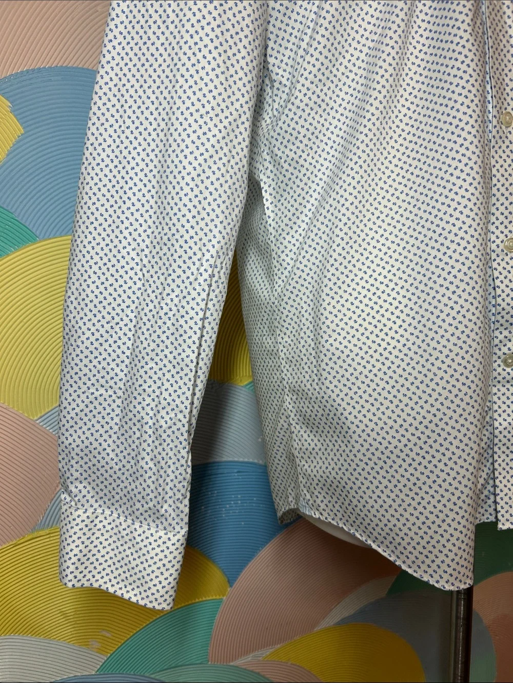 Banana Republic Men's White Micro-Print Button-Down Shirt sz M 100%